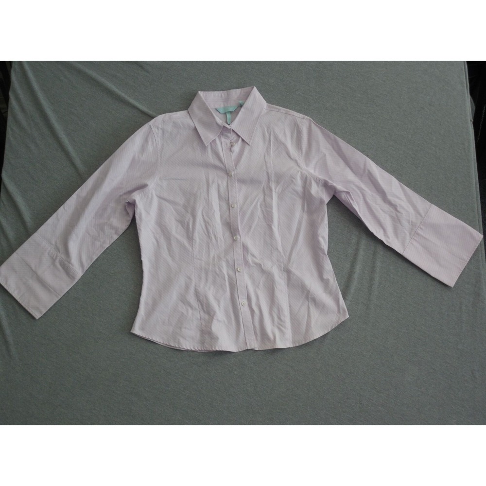 John Forsyth Womens Size 14 Lavender Striped Button Down Shirt Office Workwear